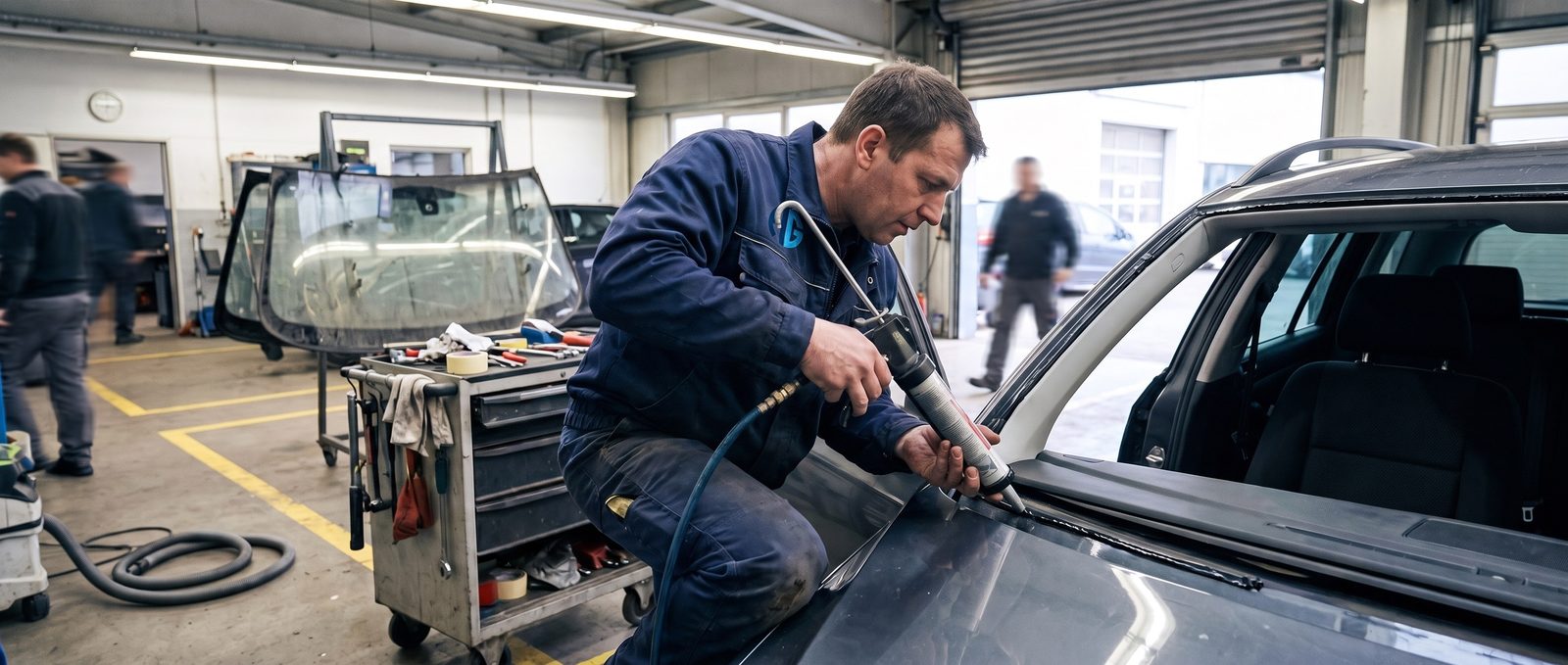 Kalibrierung der Frontkamera in der Werkstatt von Autoglas Glück